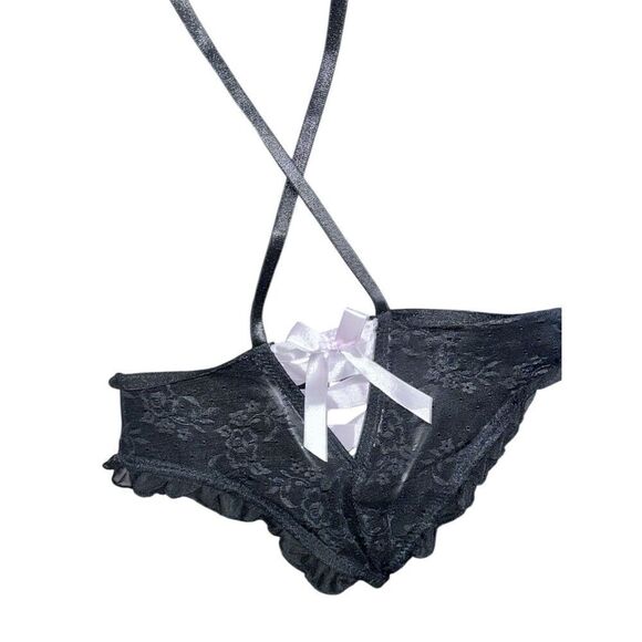 Vintage Beautiful Y2K 2000s deadstock black Lacey with with adjustable straps an - Picture 6 of 8